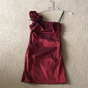 Red one shoulder dress